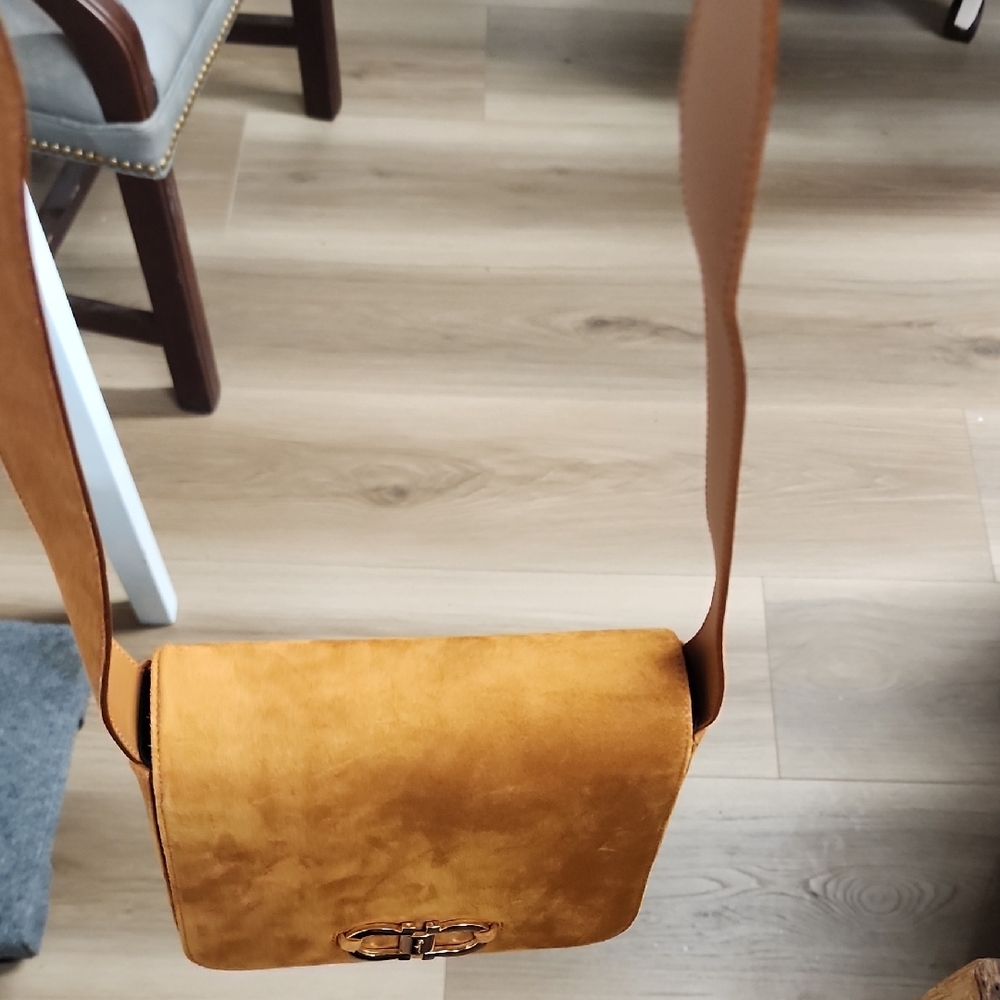 Salvatore Ferragamo Tan Suede Crossbody Bag - Picture 5 of 6